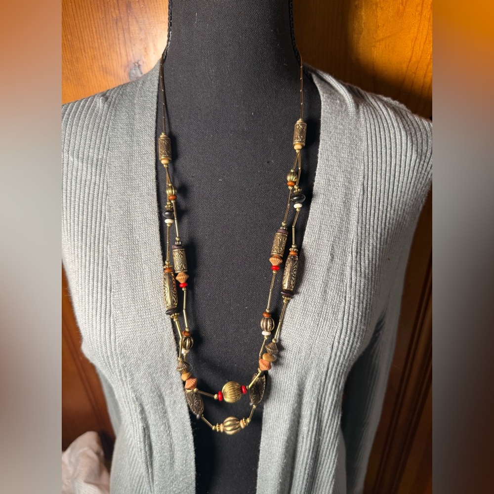 Vintage Casual Corner Long Beaded Boho Necklace